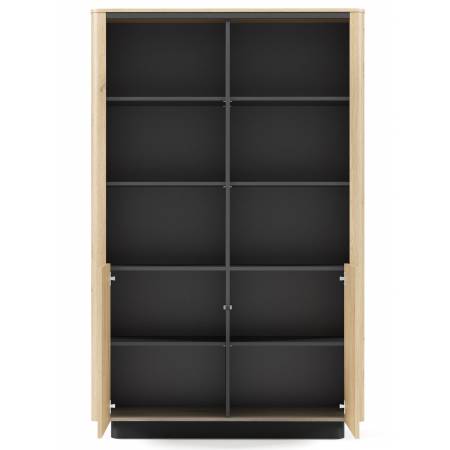 Regał półotwarty zaokrąglone boki TIAGO dąb cremona + czarny